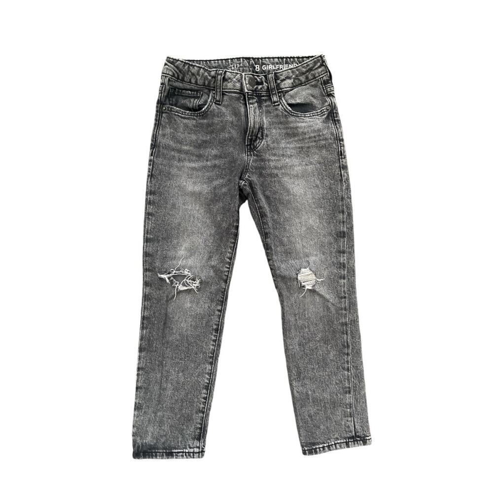Gap Black Wash Distressed Girlfriend Jeans Size 8